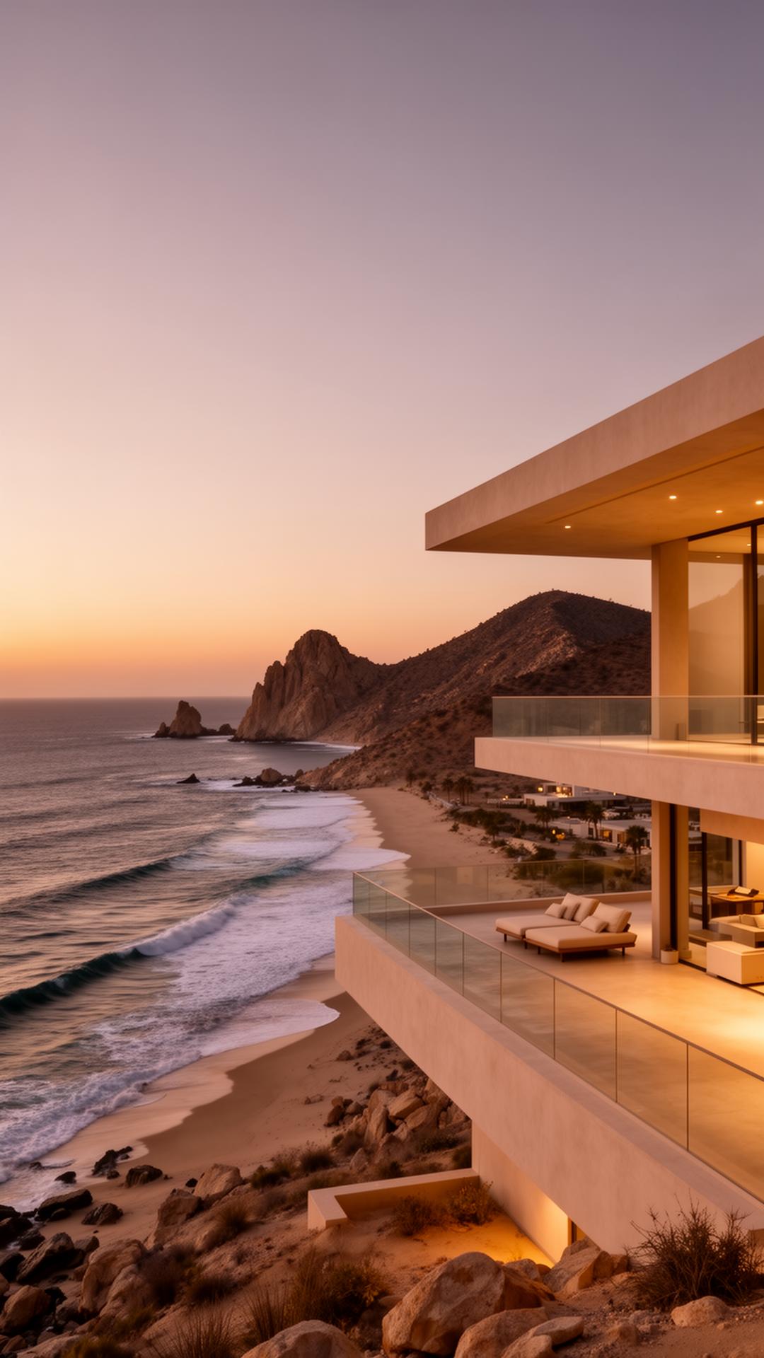 Villa frente al mar en Los Cabos al atardecer